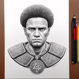 a drawing of a man with an afro haircut