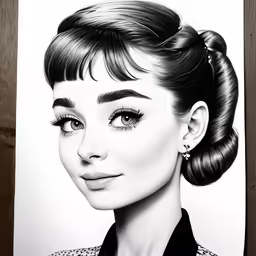 a black and white drawing of the star girl marilyn monroe