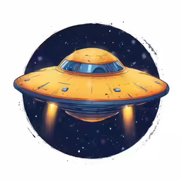 an old cartoon style yellow submarine flying through space