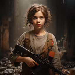 a young girl holding an ak - 74