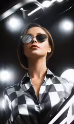 a woman wearing shades and holding something