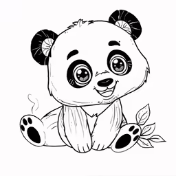 cartoon panda sitting on the ground coloring page