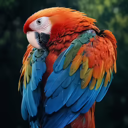 a parrot standing upright with its wings spread