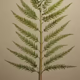 a fern tree with green leaves against a neutral background
