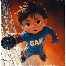 a little boy with a basketball hoop in the background