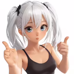 anime character with very long hair in tank top