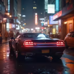 some cars and some buildings lights on the street