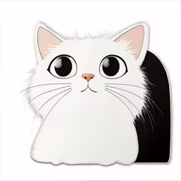 an illustration of a cat with large black eyes