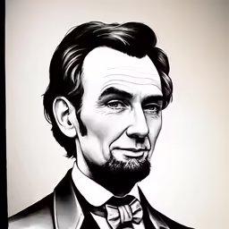 a digital drawing of abraham lincoln wearing a suit and bow tie