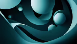 blue circles and bubbles on a black background