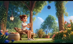 there is a little girl that is sitting on a bench