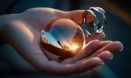 an artistic image of a man holding a crystal ball