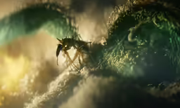 a bug standing on the side of a big wave