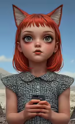a digital rendering of a cartoon cat girl