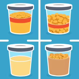 different types of liquids in different containers