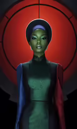 the poster shows a black woman wearing green and red