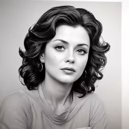 black and white photo of a woman in profile
