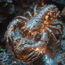 a close up of a large crab in a rock