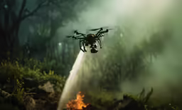 a fire hose spraying water on a field