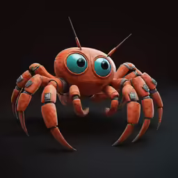 the orange spider with large eyes is in the dark