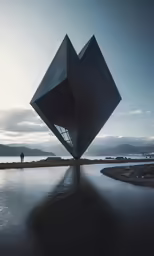 a large building near a body of water