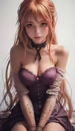 an erotic looking redheaded woman in lingerie