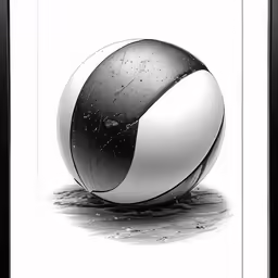 a black and white photograph of a large ball