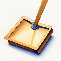 a wooden object with a blue handle attached to it