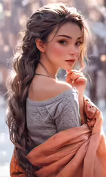 beautiful young woman in an orange scarf posing for a photo