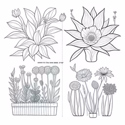 how to draw flowers with a pencil step by step,a potted plant and two different flower designs