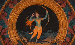 a woman is holding a bow in her hand