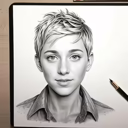 a drawing of a person with a pencil next to a pencil
