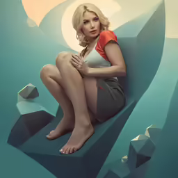 woman in white shirt and shorts sitting on top of mountain