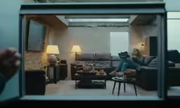 a person is watching something while sitting on a couch
