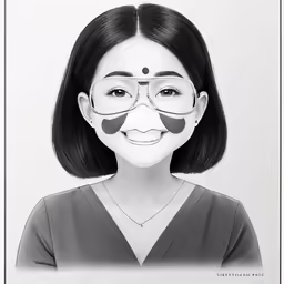 an illustration of a woman with glasses on and a face mask