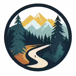 a drawing of a road in the middle of trees