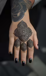 someones hand with black ink on it