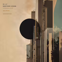 a view of several buildings from the ground,the cover of an article is designed with modern architecture