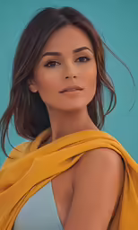 a close up view of a woman with brown hair
