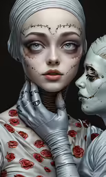 two dolls are dressed like two different people