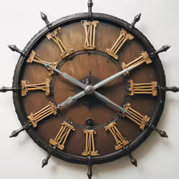 an ancient clock with two hands and roman numerals