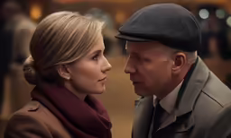 a man and a woman talking outside
