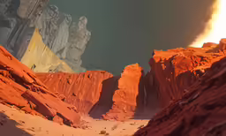 two huge rocks in the middle of a desert
