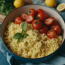 there is a bowl with pasta and tomatoes