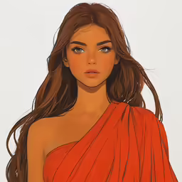 a painting of a girl with brown hair