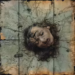 an image of a woman with her head in the floor