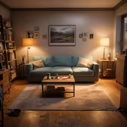 the couch is in the living room by the window