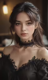 the young woman is wearing black clothes and posing
