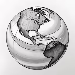a pencil drawing of a sphere on paper