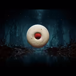 a large round object floating on top of a pond